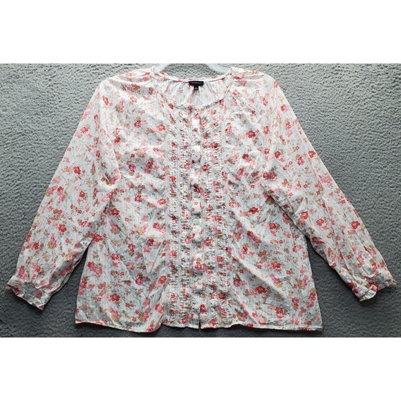 Talbots Tops - Talbots Shirt Top Womens Large Multi Swirl Ditsy Floral Long Sleeve Button Front